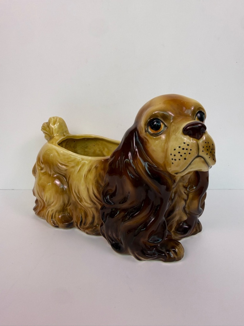 Vintage MCM Relpo Cocker Spaniel Dog Planter Brown Ceramic Japan Puppy